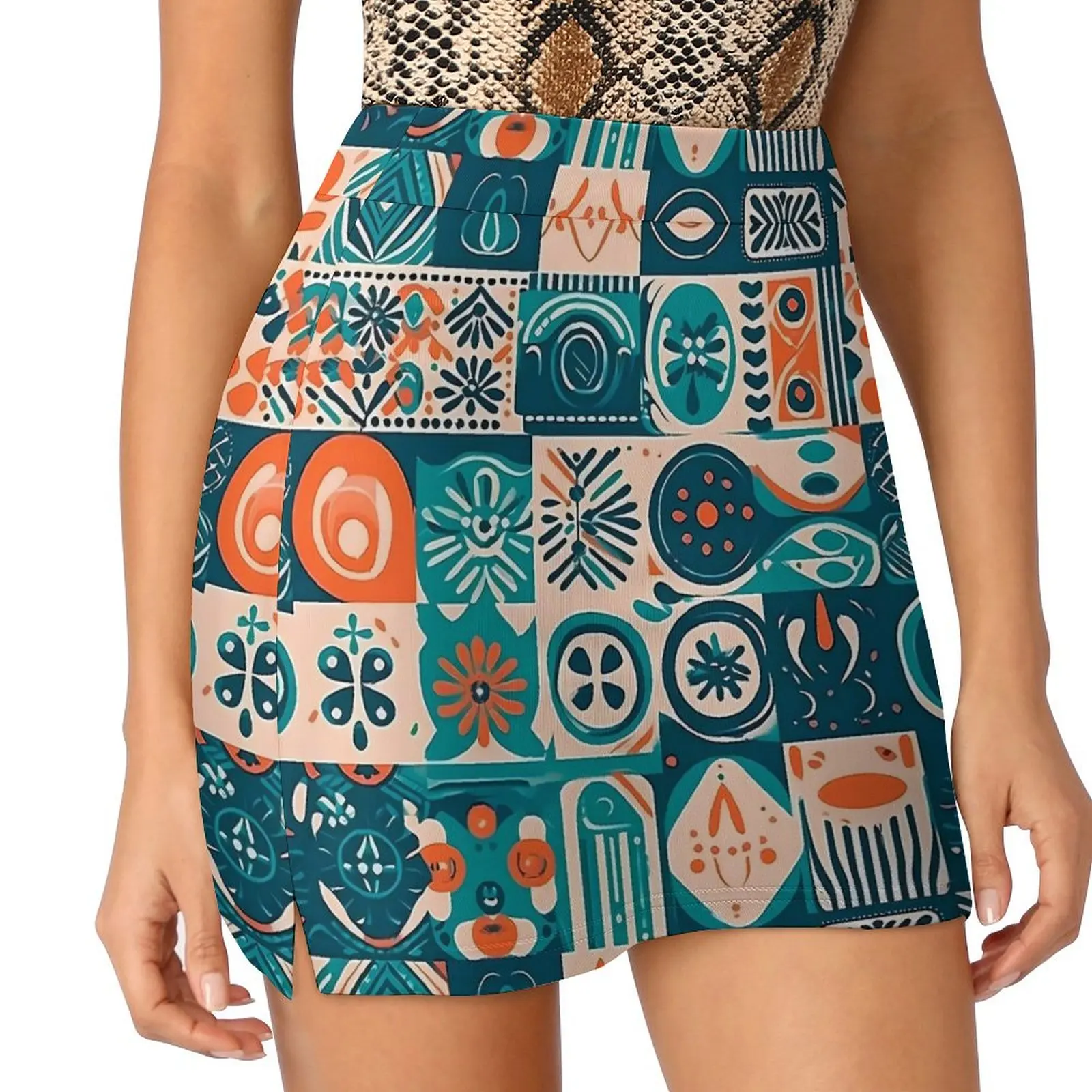 Ethnic Tribal Icon Skirt Summer Patchwrok Print Y2K Casual A-line Skirts Cute Mini Skirt Ladies Design Oversized Bottoms