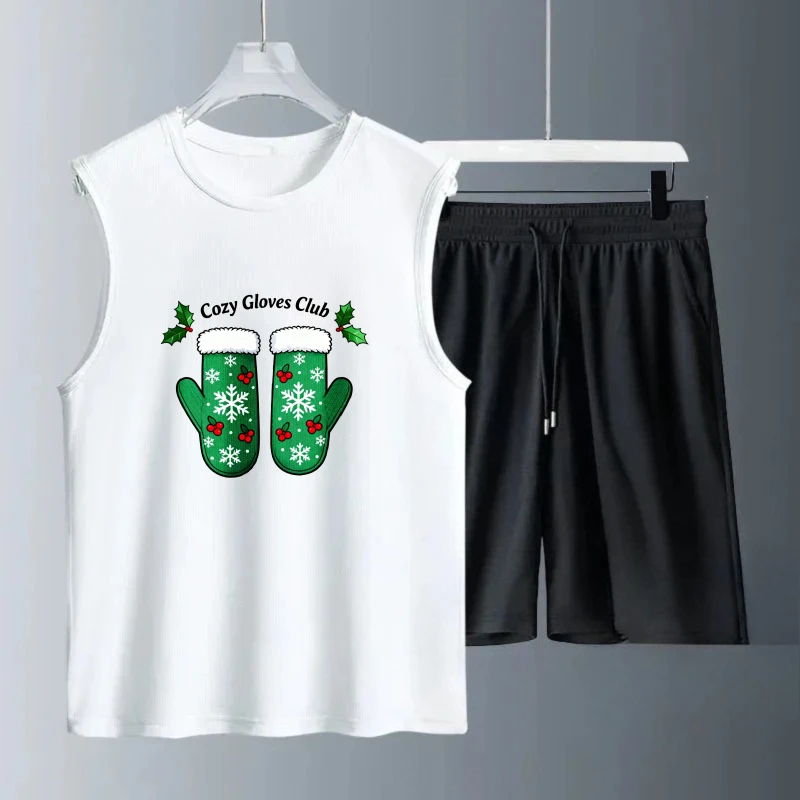 

Men's Tank top Sets sweatshirt set Short Sleeve+ Shorts Breathable Polyester Summe Fashion men's suits training suit set men