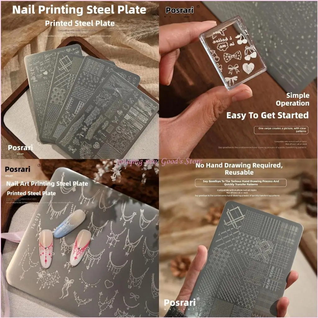 57QA Stainless Steel French Manicure Plate with Necklace Theme Stamping Plate