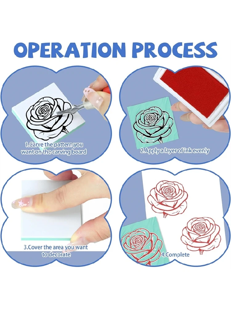 Blocs de sculpture en caoutchouc ABVA-6Pc 2x2 pouces, Kit de pièces de rechange pour la fabrication de timbres en linoléum, pour le bricolage pour les débutants