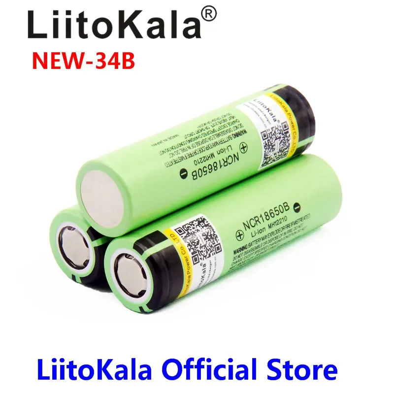 

300PCS Liitokala 18650 Battery 3400mAh 3.7V Li-ion NCR18650B Battery 18650 Rechargeable for Flashlight (NO PCB)