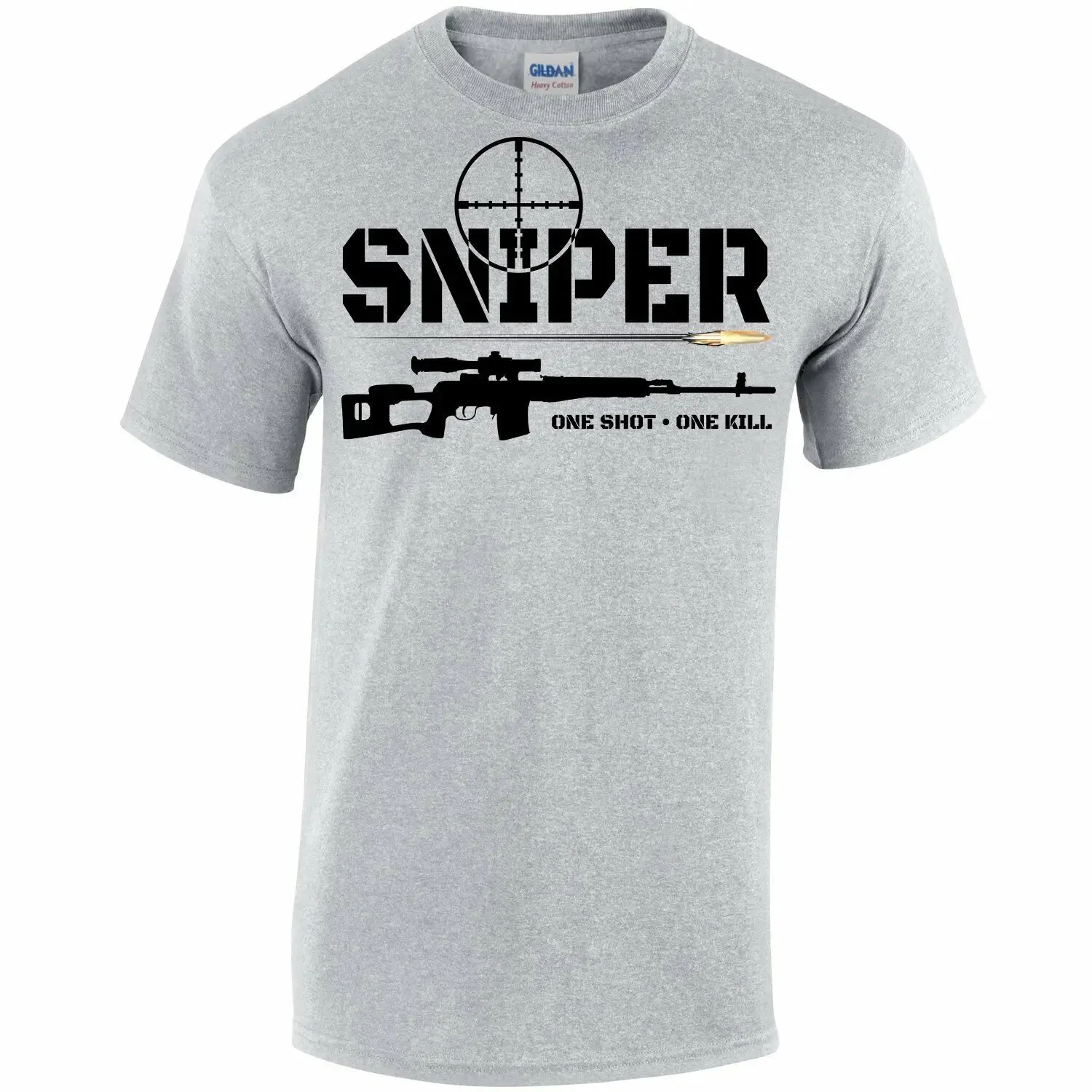 Unique Design Sniper One Shot One Kill T-Shirt. Summer Cotton Short Sleeve O-Neck Mens T Shirt New  Family Matching Outfits