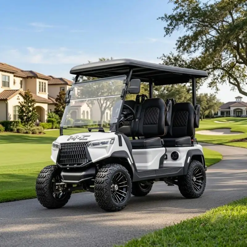 Luxury 4 Seater White Electric Golf Cart with 72V Lithium Battery Long Range Fast Delivery