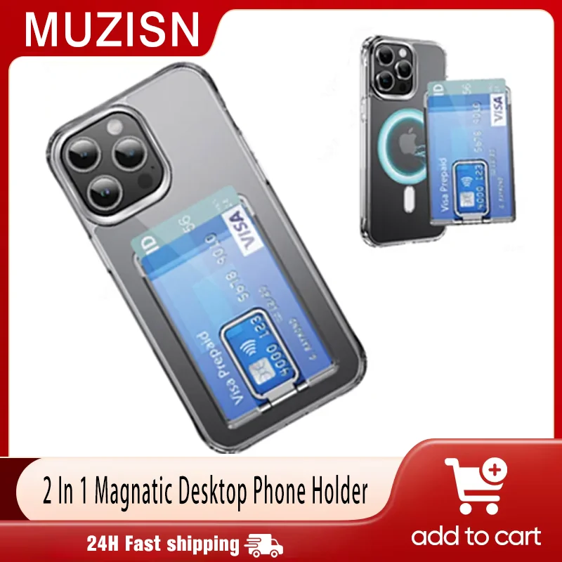 

Магнитный держатель телефонной карты 2 в 1, магнитный кронштейн для хранения банковских карт для Magsafe iPhone 16, 15, 14, 13, 12, безопасный корпус телефона