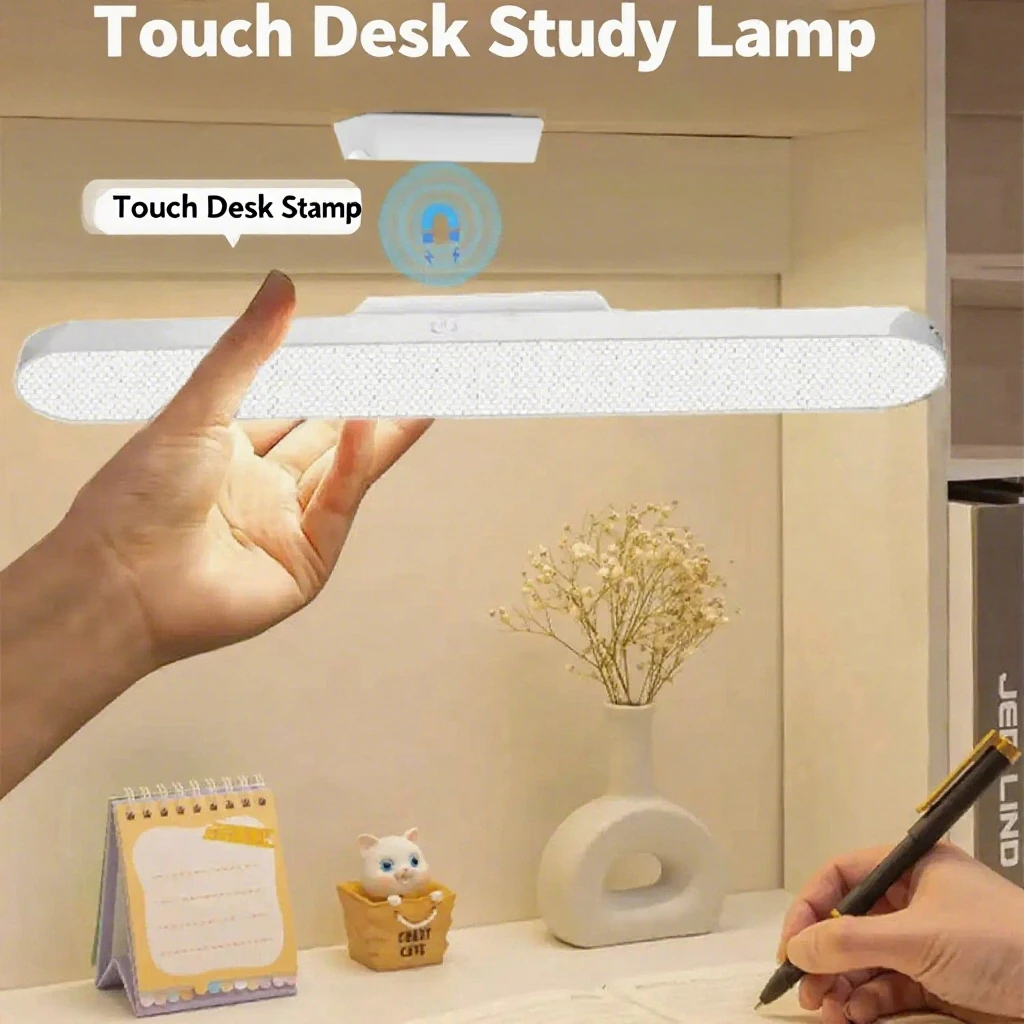 

Светодиодный ночник для ухода за глазами, 3-цветная настольная лампа с магнитным креплением, перезаряжаемый через USB сенсорный переключатель, бесступенчатое затемнение, студенческая настольная учебная лампа