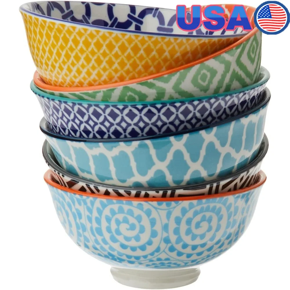 

Set of 6 Small Porcelain Bowls Dips Snacks Nuts Condiments Versatile Space Saving Lightweight Dishwasher Microwave Safe Mix and