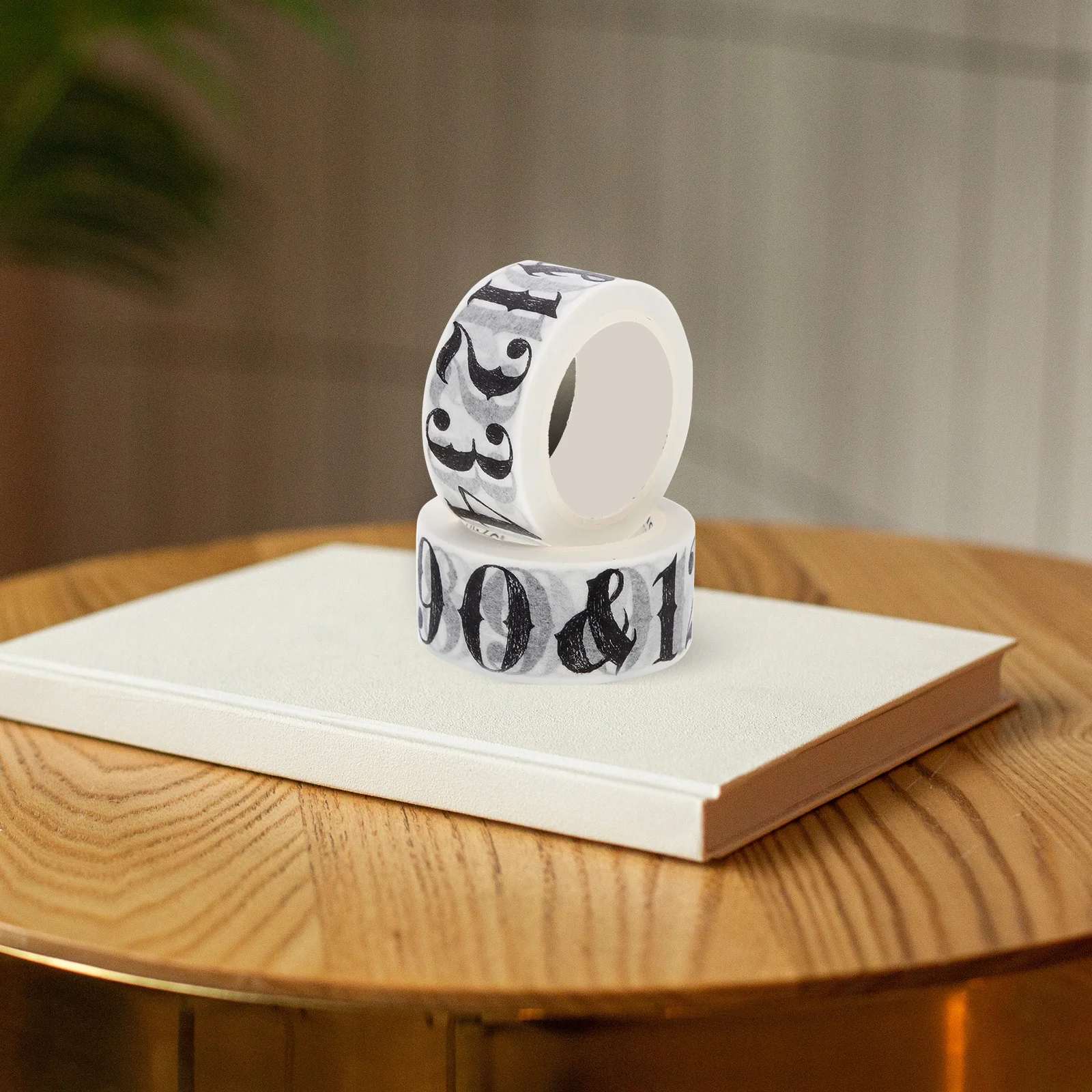 4 Rolls Retro Style Alphabet Number Washi Tape Long-Lasting Decorative DIY Craft Adhesive Scrapbook Sticker DIY Tape