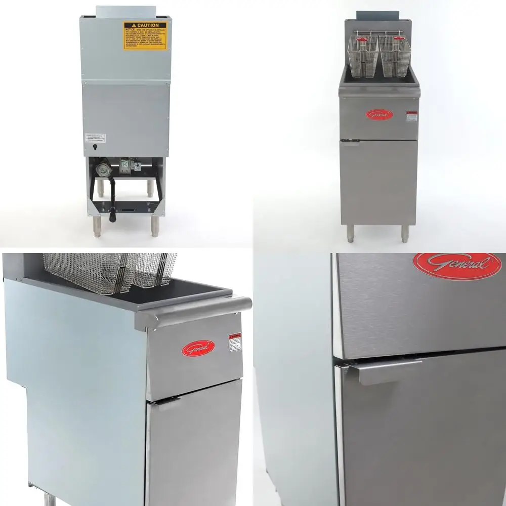 

Stainless Steel Commercial Deep Fryer, 50 lbs Capacity, 120,000 BTU