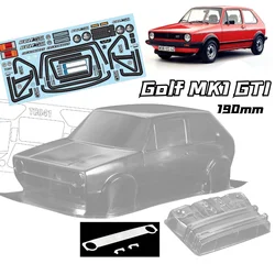 Corpo de Concha Transparente para Alinhamento de Sujeira, Abajur RC, Golf MK1, GTI, Hatchback, Largura 190mm, HRC, Yokomo, Hpi, Hsp, 1,10 Pcs