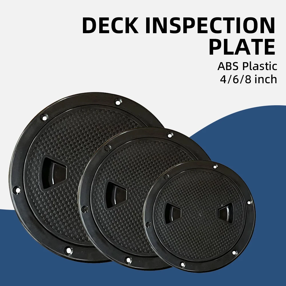 

Black 4/6/8 Inch ABS Plastic Round Deck Inspection Plate Hatch Cover Deck Plate Non Slip for Marine RV Yacht Boat Accessories