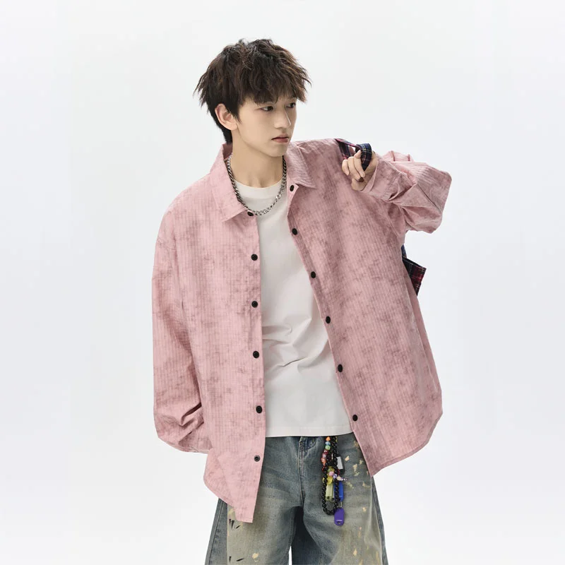 Men's Plaid Printed Shirt High Street Handsome Jacket Cardigan Top