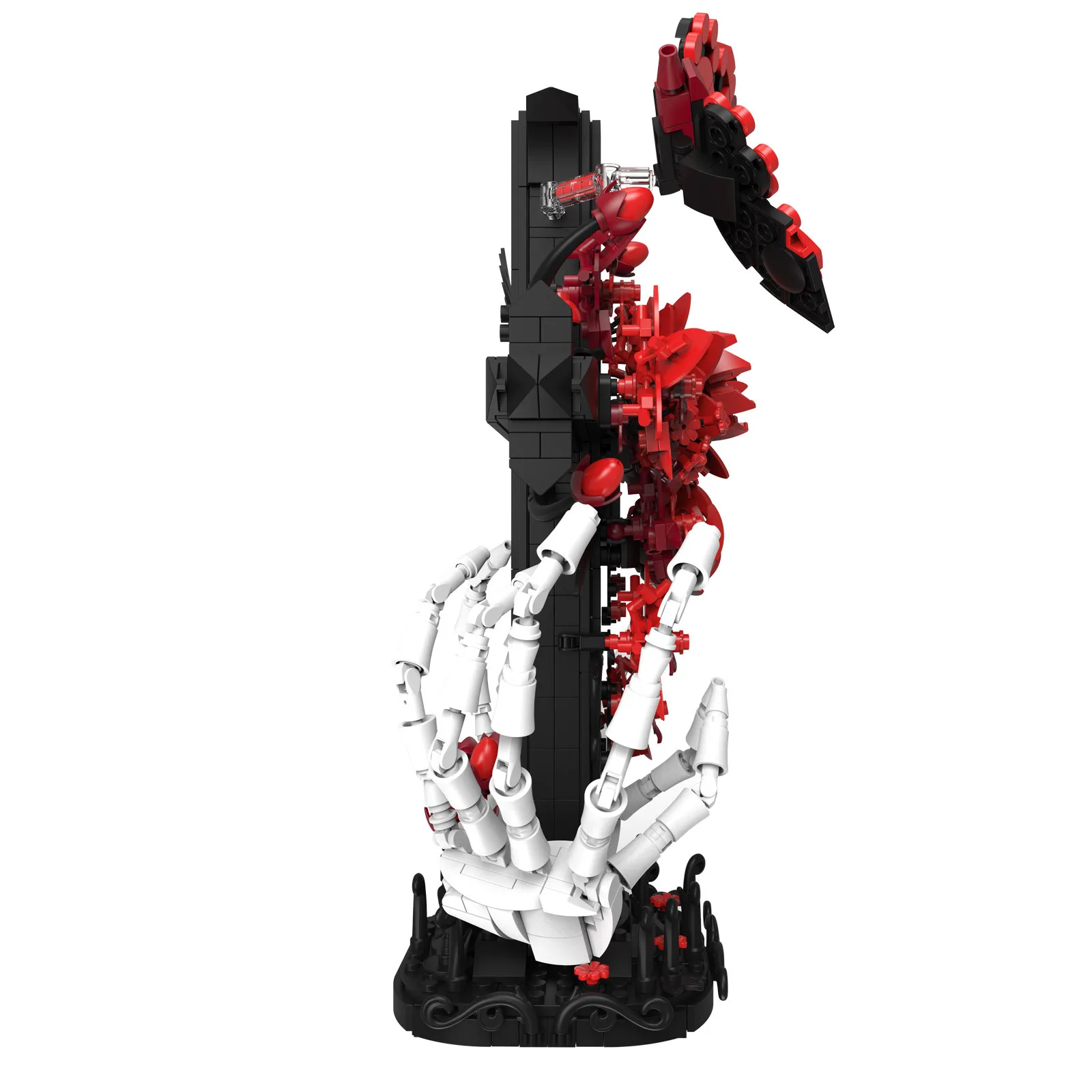 Idea Building Block Red Rose Funerals Educational Toys Flower Skeleton Hand Cross Construction Brick Model Collection Desk Decor