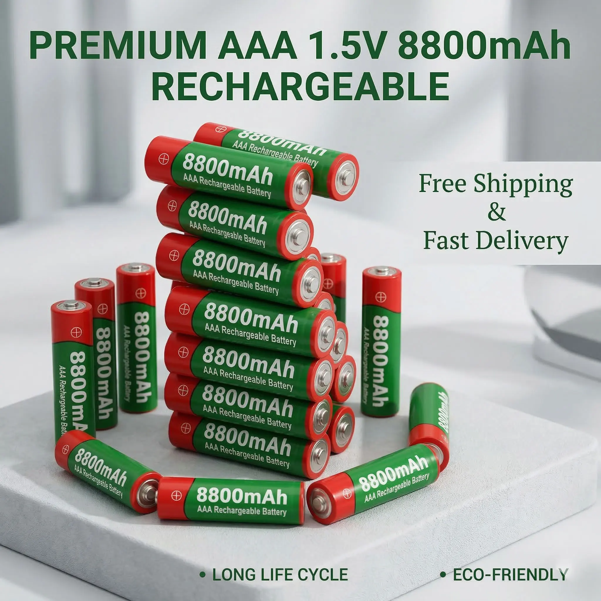 1.5V 8800mAh AAA alkaline rechargeable battery, suitable for toy LED lights + free delivery