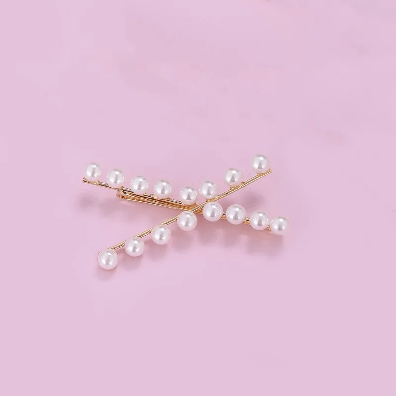 Épingles à cheveux dorées en croix de perles pour femmes et filles, barrettes, pince latérale simple, vêtements de sauna pour patients, accessoires