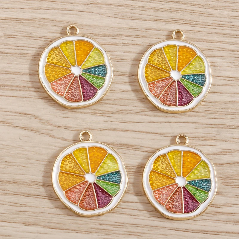 

4pcs 17x20mm Fashion Colorful Fruit Lemon Charms Pendants for Jewelry Making Necklace Earrings Bracelet DIY Crafts Supplies
