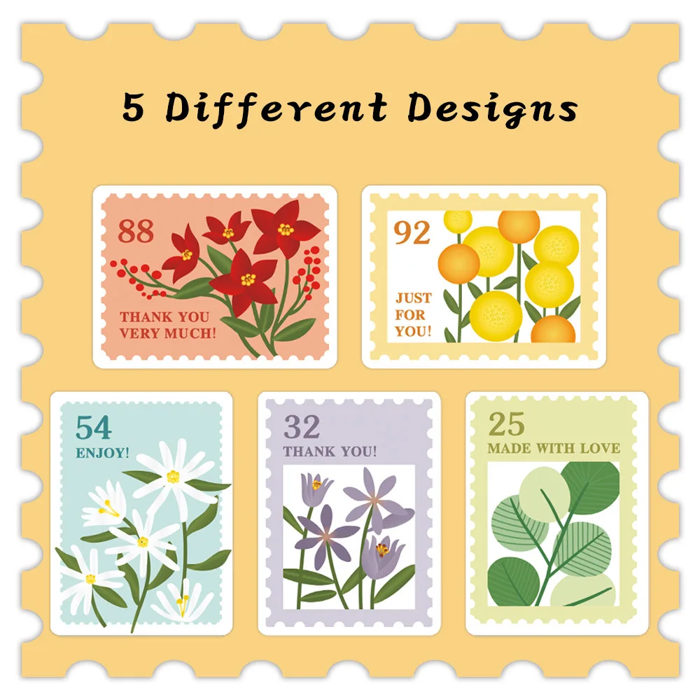 500/1000pcs Vintage Floral Stamp Roll Stickers, Thank You Flower Sealing Labels for Gift Packaging DIY Journal Decor
