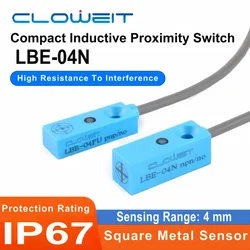 Cloweit IP68 4mm Small ABS Shell Non-flush Inductive Proximity Detection Switch Sensor LBE-04 for PLC NPN/PNP DC 12V 24V