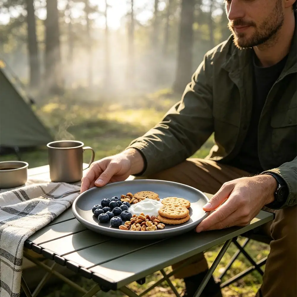 Ultraleichte Campingplatte aus Titan | Stapelbares Camping-Reisegeschirr | Backcountry-Geschirr für Rucksackreisen und Picknickausrüstung – Detail 6