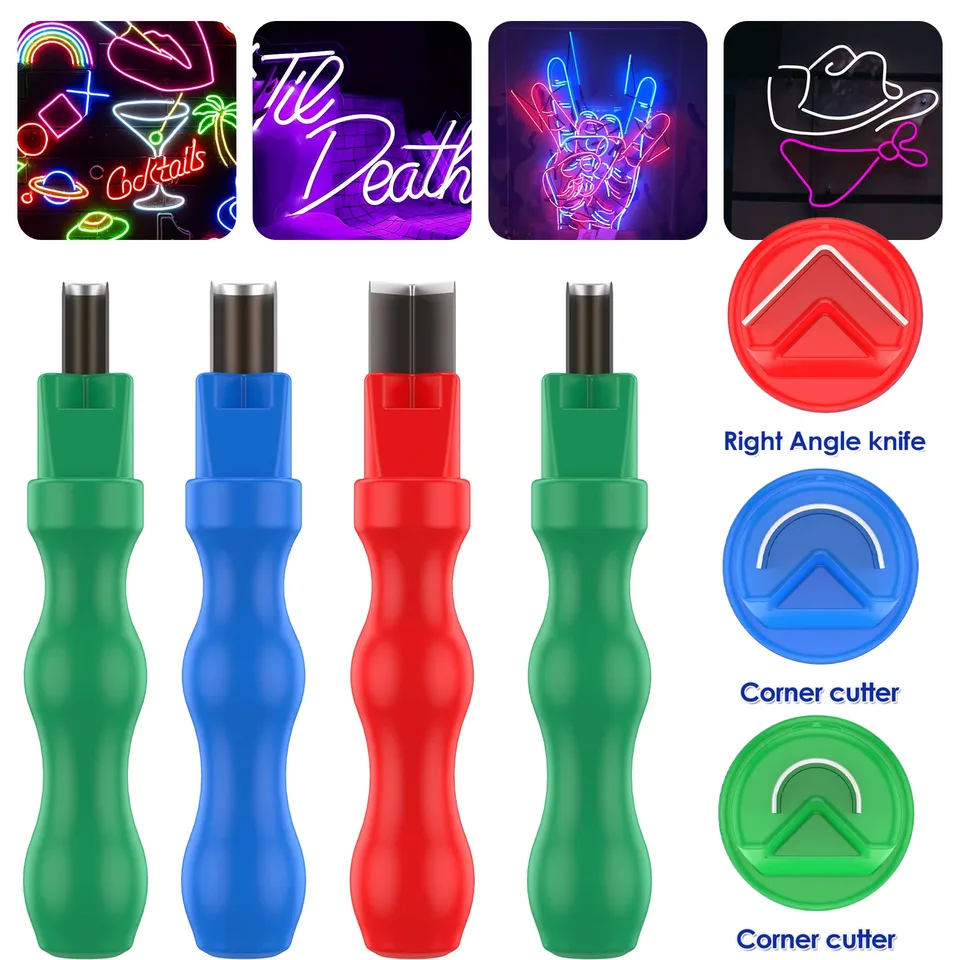 LYDODOKA 3-Piece Neon Light Cutter Set – HSS Blades, Straight & Curved Cutting, For 6/8/12mm Silicone Strips – DIY Neon Sign Tool