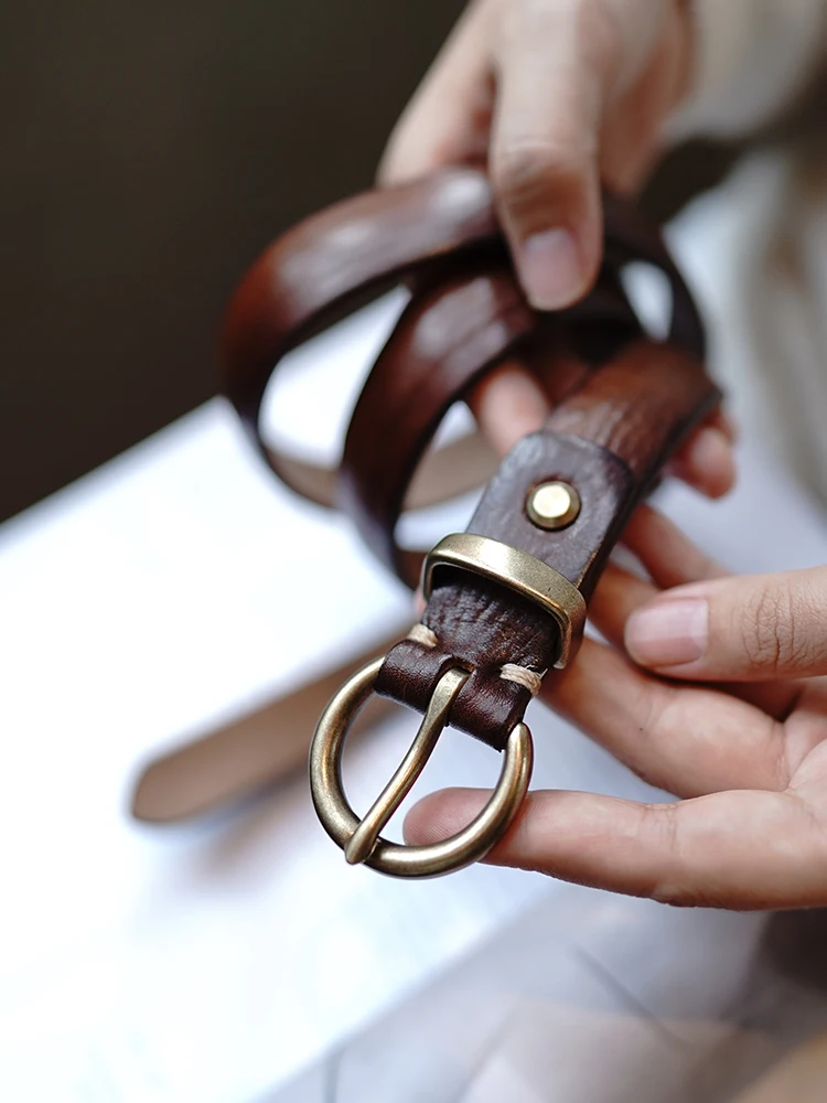 หนังขัดผัก หนังแท้วินเทจ ลําลอง สําหรับผู้หญิง