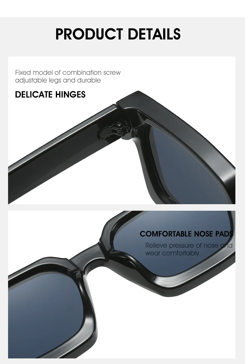 56010 Retro Quadratische Punk Sonnenbrille Frauen Männer Unisex Driving Shades Vintage Sonnenbrille Uv400 Gafas De Sol – Detail 7