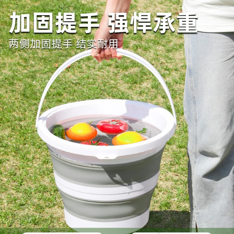 F2 3/5/10l Portable Foldable Water Bucket Folding Buckets With Handle Backpacking Camping Outdoor Fishing Cleaning Products Home