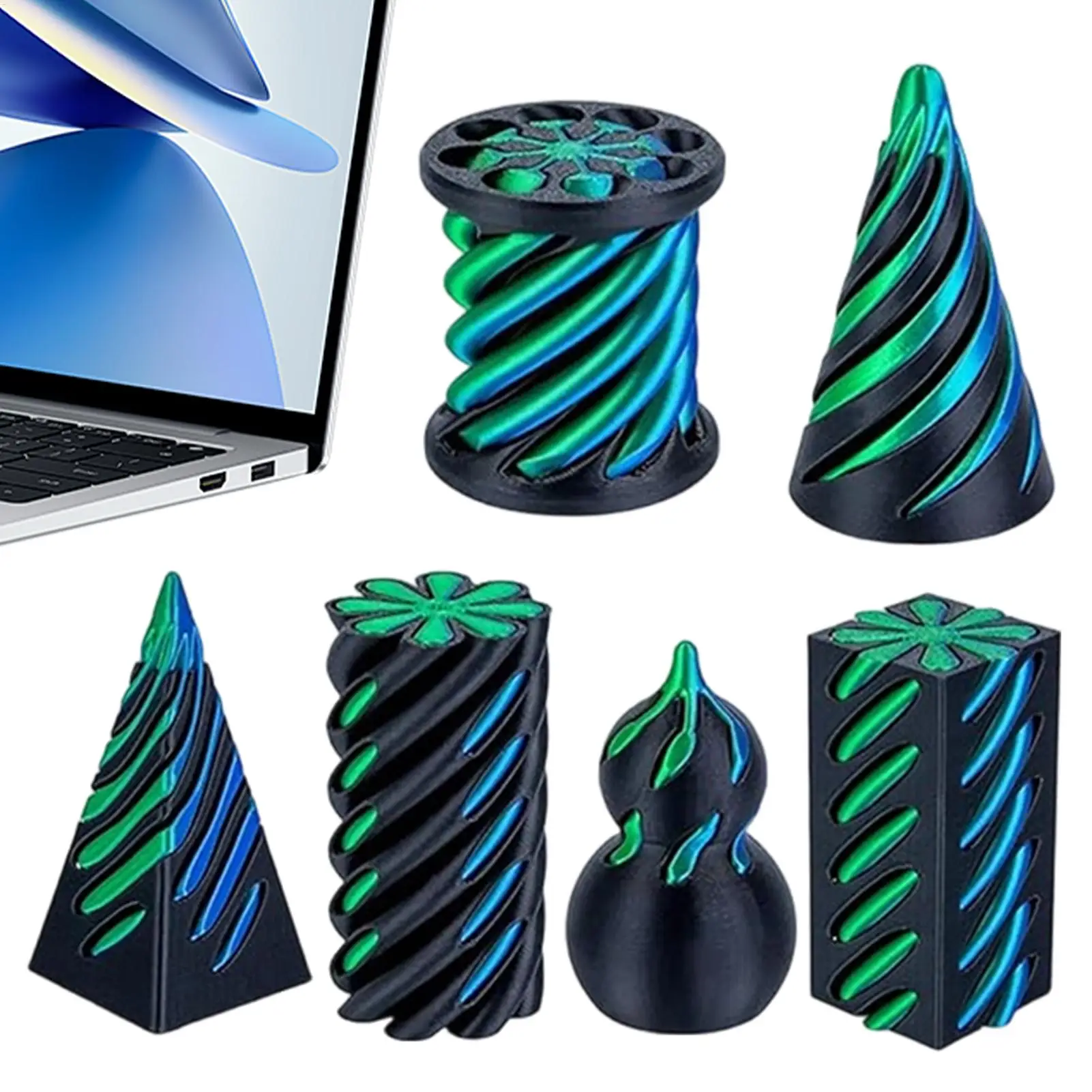 Spiral Cone Fidget Toy 6 Pieces 3D Printed Desk Decoration Stress Relief Toy for Kids Teens Adults Students Home Office