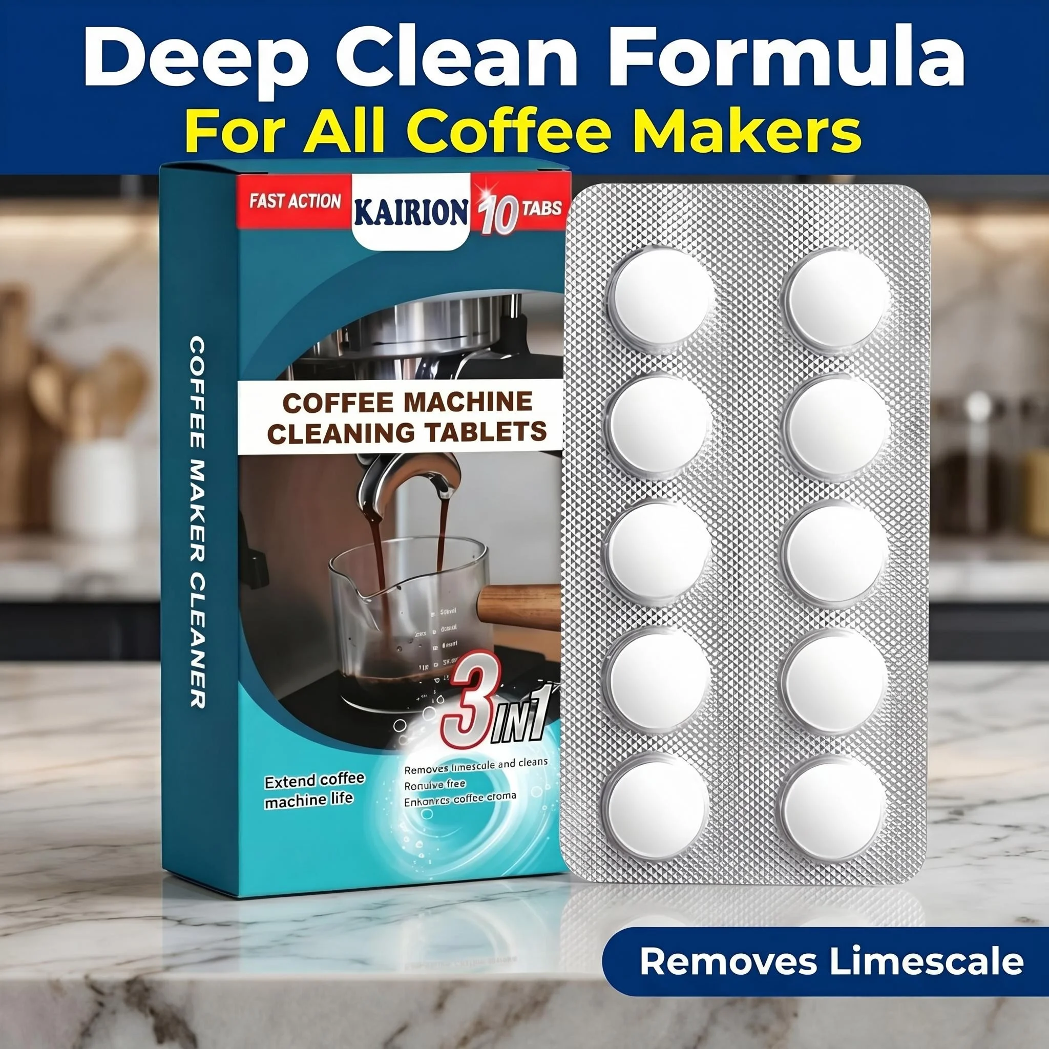 10 Coffee Machine Cleaning Tablets Quickly Dissolve and Remove Scale, Cleaning the Water Tank and Brewing Head, Suitable for All Types of Coffee Machines