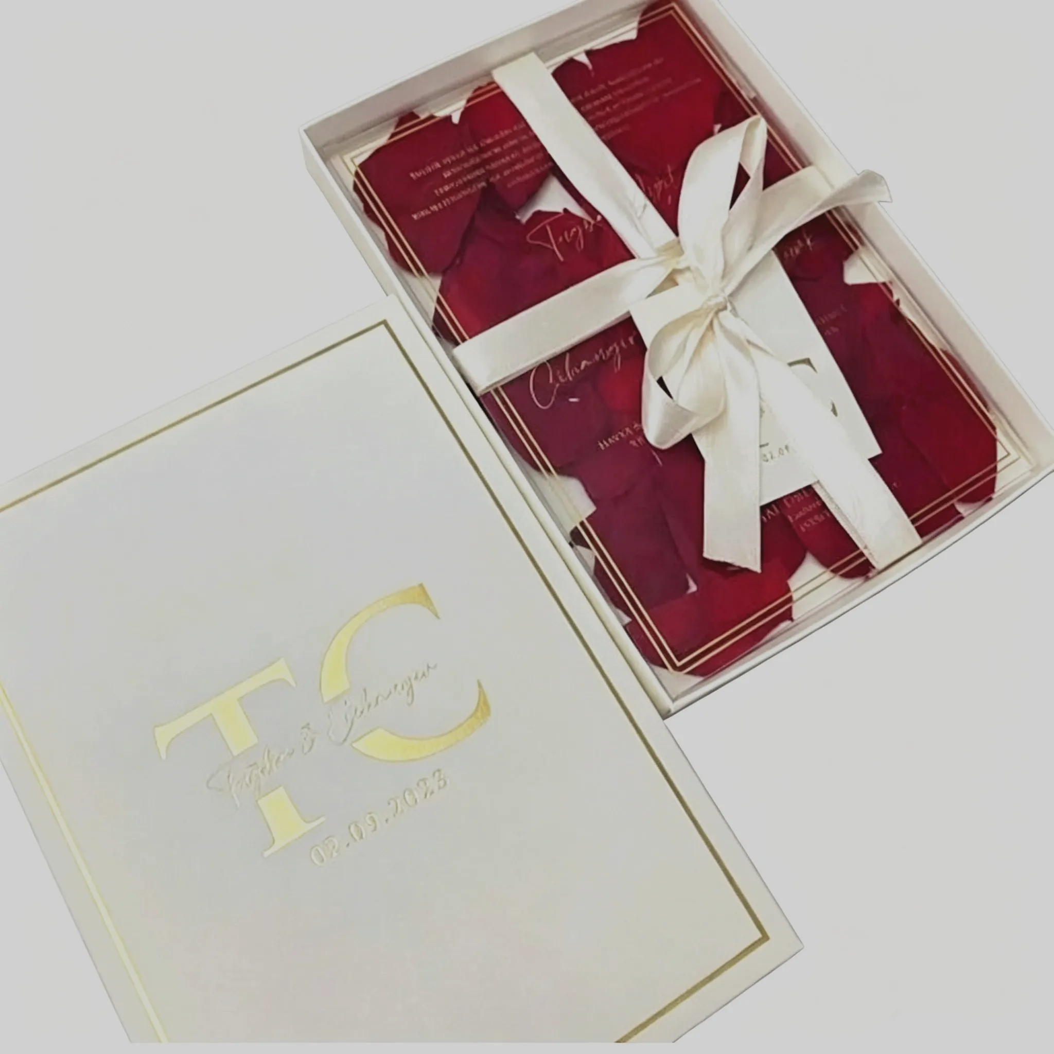 Wedding Invitation Card with Box 10Sets Floral Elegant Bar Mitzvah Guest Souvenir Card Acrylic Party Business Greeting Card