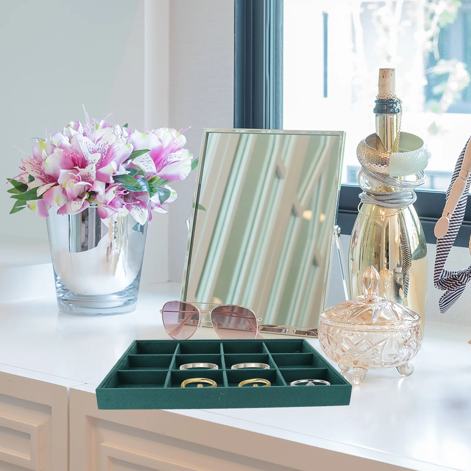 

1Pcs Elegant Velour Jewelry Box Stylish Watch Organizer Home Display Shop Use Compact Lightweight Long Lifespan