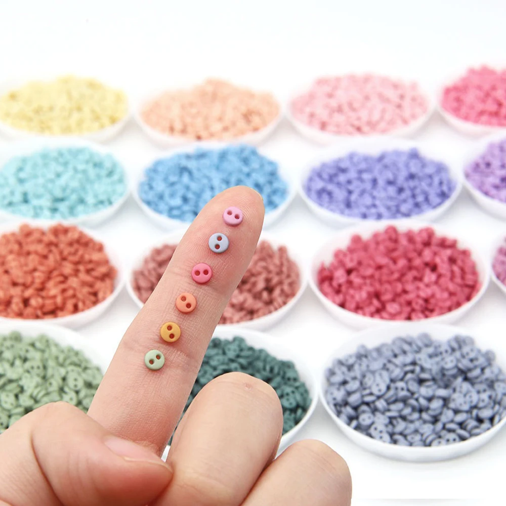 50PCS 4mm Mini Scrub Resin Round 2holes Doll Buttons Diy Handicrafts Scrapbooking Cardmaking Clothing Accessories