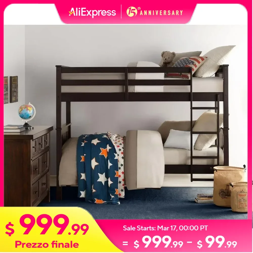 Litera de madera Convertible, marcos de cama apilables y desmontables para niños y adolescentes, con escalera, barandilla alta, listones de madera