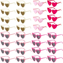 8 Pairs Hearted Shaped Pink Red Sunglasses Vintage Cat Eye Photo Glasses for Wedding Bridal shower Decoration Bachelorette Decor