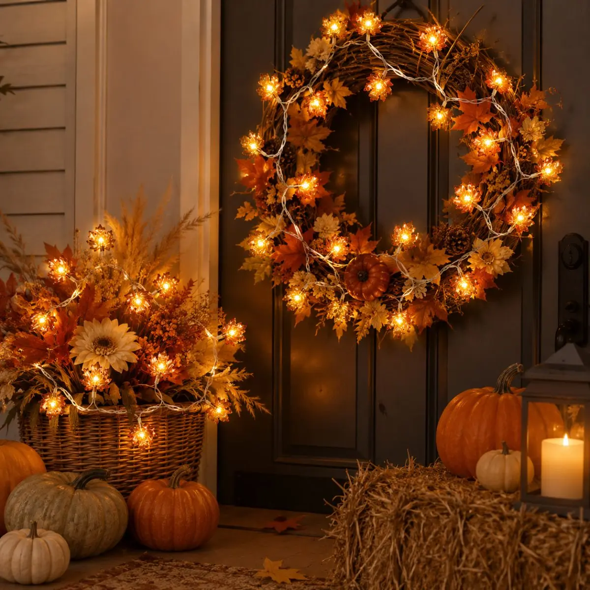 1pc 20 LED Halloween Maple Leaf LED String Light Battery Powered Fairy Lights For Home Thanksgiving Halloween Party Autumn Decor
