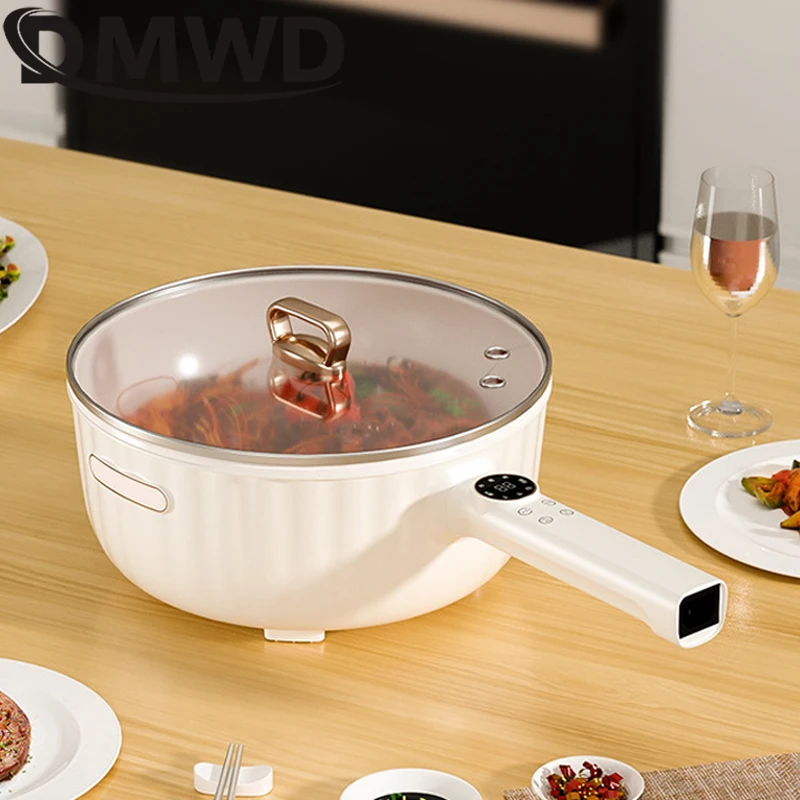 Electric Stir-fry Meal Wok 4L Multi-function Frying Pan Ceramic Non-stick Hot Pot Food Cooker Intelligent Timing Food Steamer