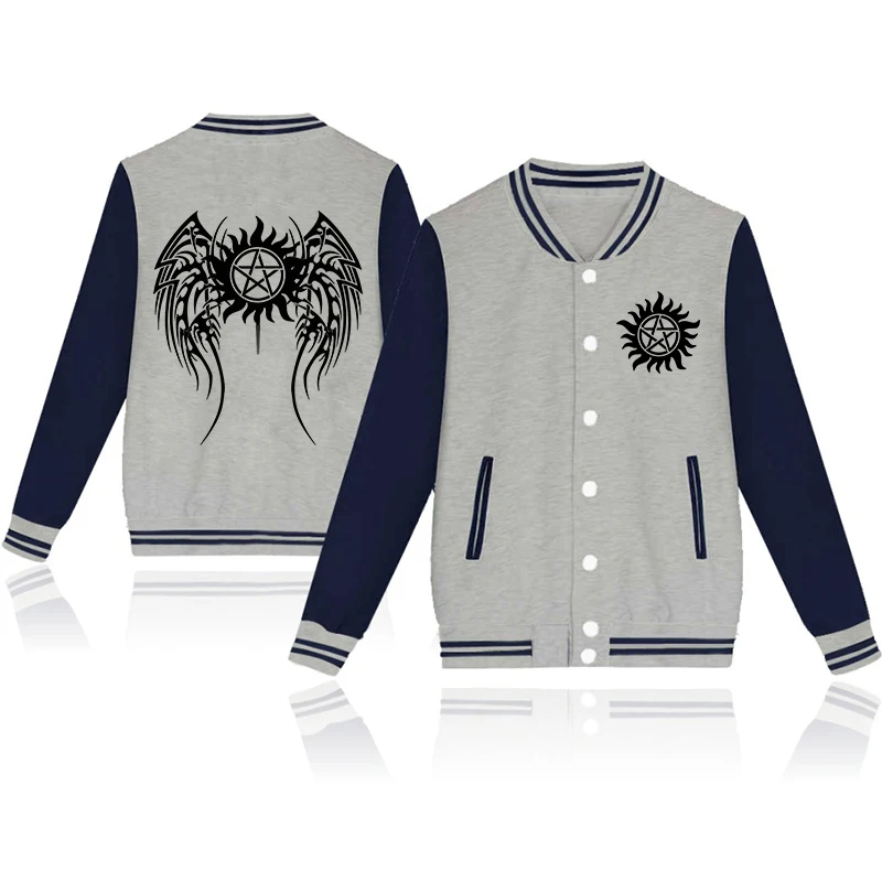 New Supernatural Baseball Jacket Men Women Fashion Y2K Hip Hop Baseball Jersey Autumn Winter Casual Long Sleeve Jacket Coat