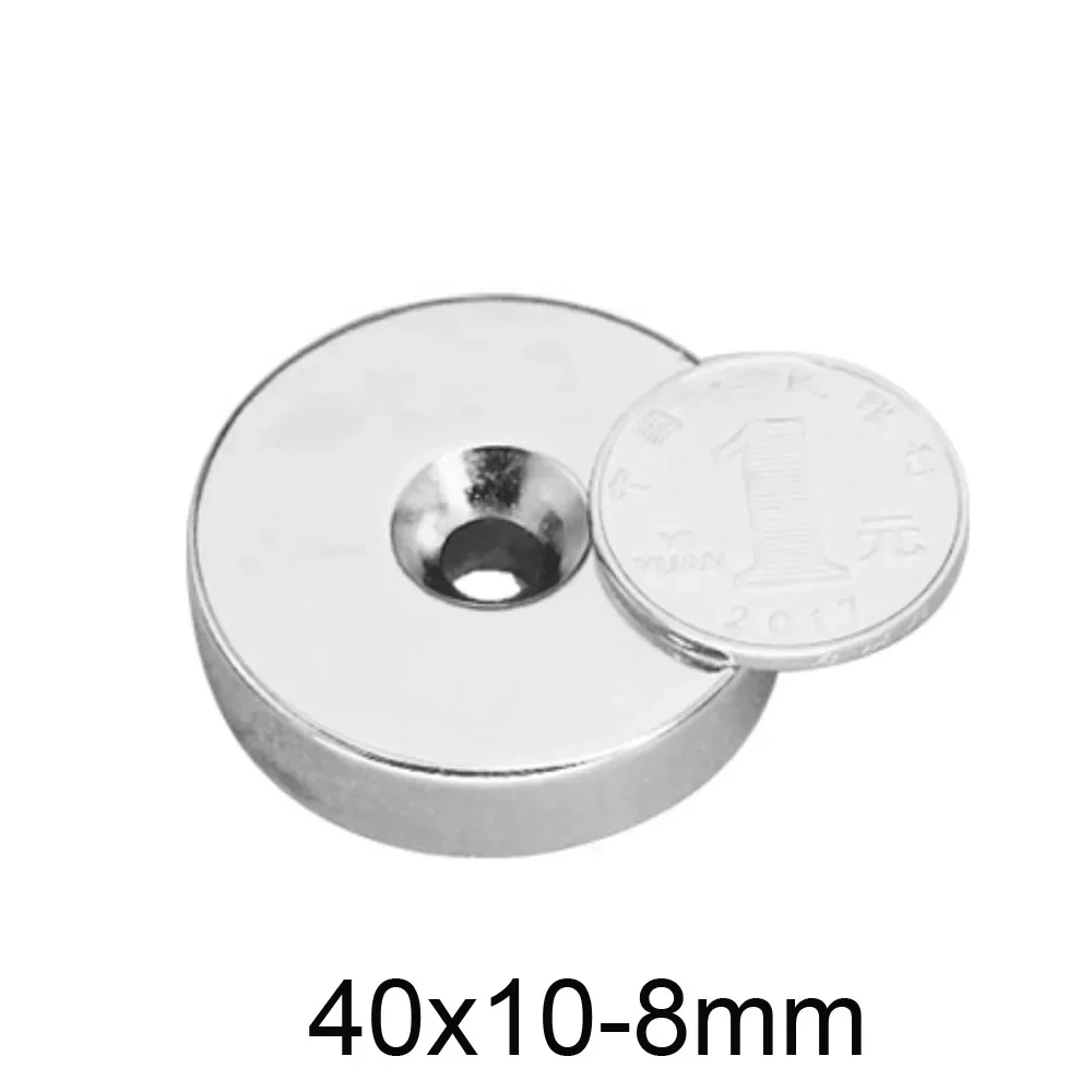 Aimant Rond N35 pour Seau de Terre Rare Coulé, 40x10-8mm, 40x10-8mm, Trou de 8mm