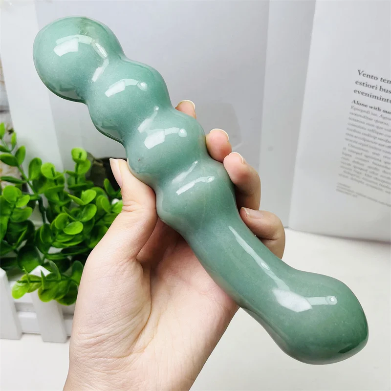 Large Size Natural Green Aventurine Crystal Massage Penis Wand Gemstone Yoni for Women Health Smooth Polished Gifts 20CM