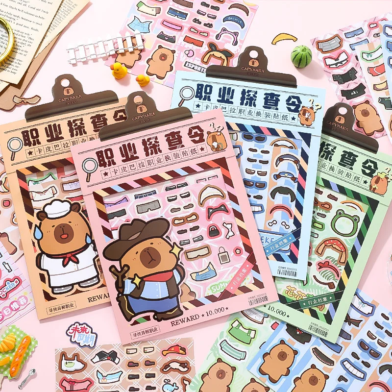 Cartoon Cute Capybara Capibala Sticker Kawaii Animal Graffiti Decorations Classic DIY Changing Stickers Kids Toy