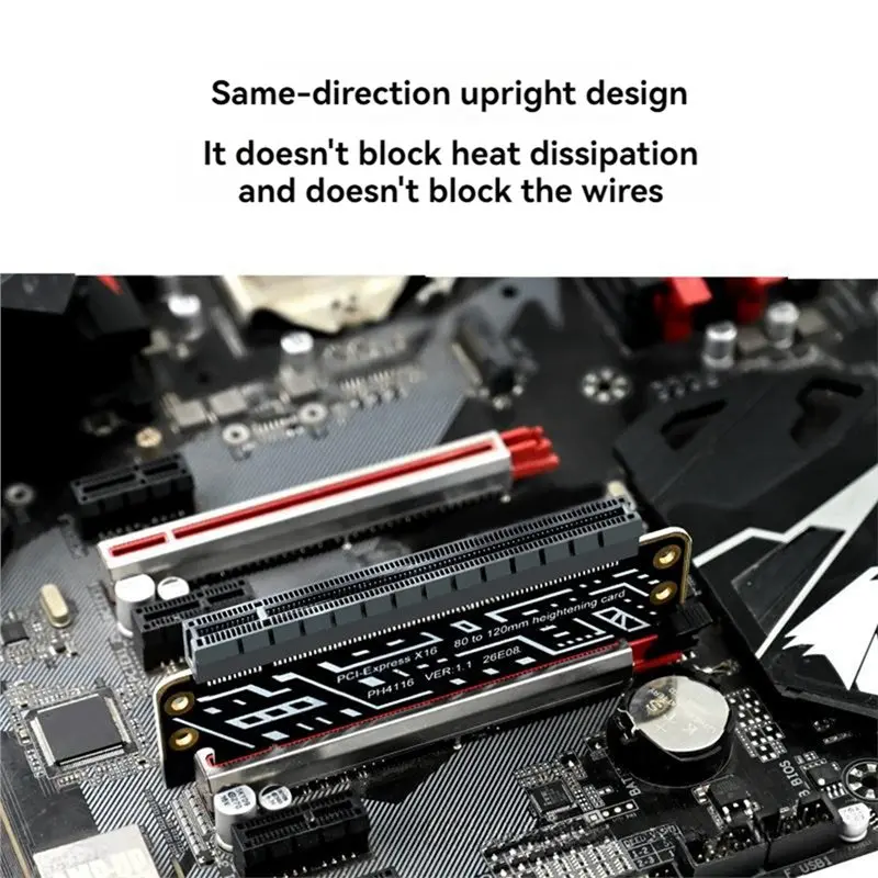 PCIE 4.0 X16 Graphics Card Slot Extension Conversion Adapter- Half Height To Full Height For Desktop Motherboards
