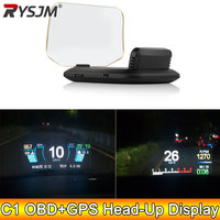AD C1 Head Up Display Car HUD OBD2 GPS Dual System 5.1 Inch Version Speedometer RPM Overspeed Voltage Engine Water Temp Alarm