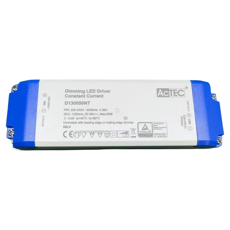 Flicker-free AcTEC 1050mA 40W TRIAC Dimming LED Driver (CC) D105040NT Smooth Dimming Compatible with Most dimmer