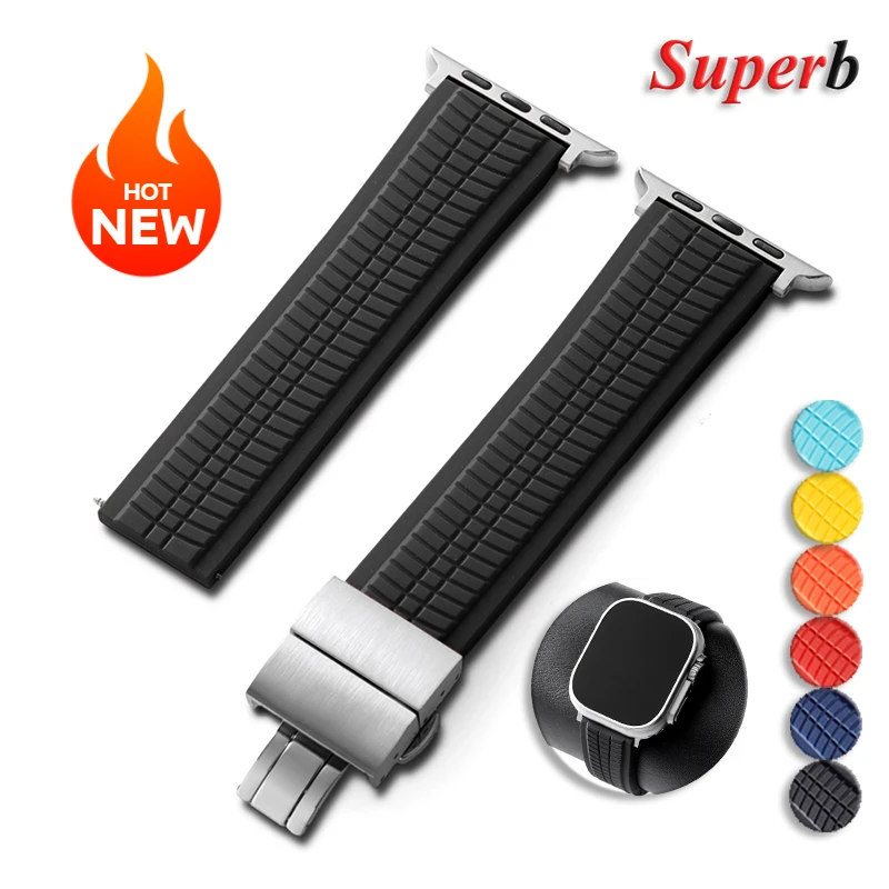 

Silicone Band for Apple Watch 46mm 45mm 44mm 42mm Sport Strap for Iwatch Ultra 2 1 49mm Series 10 9 8 7 6 5 Se Correa Watchband