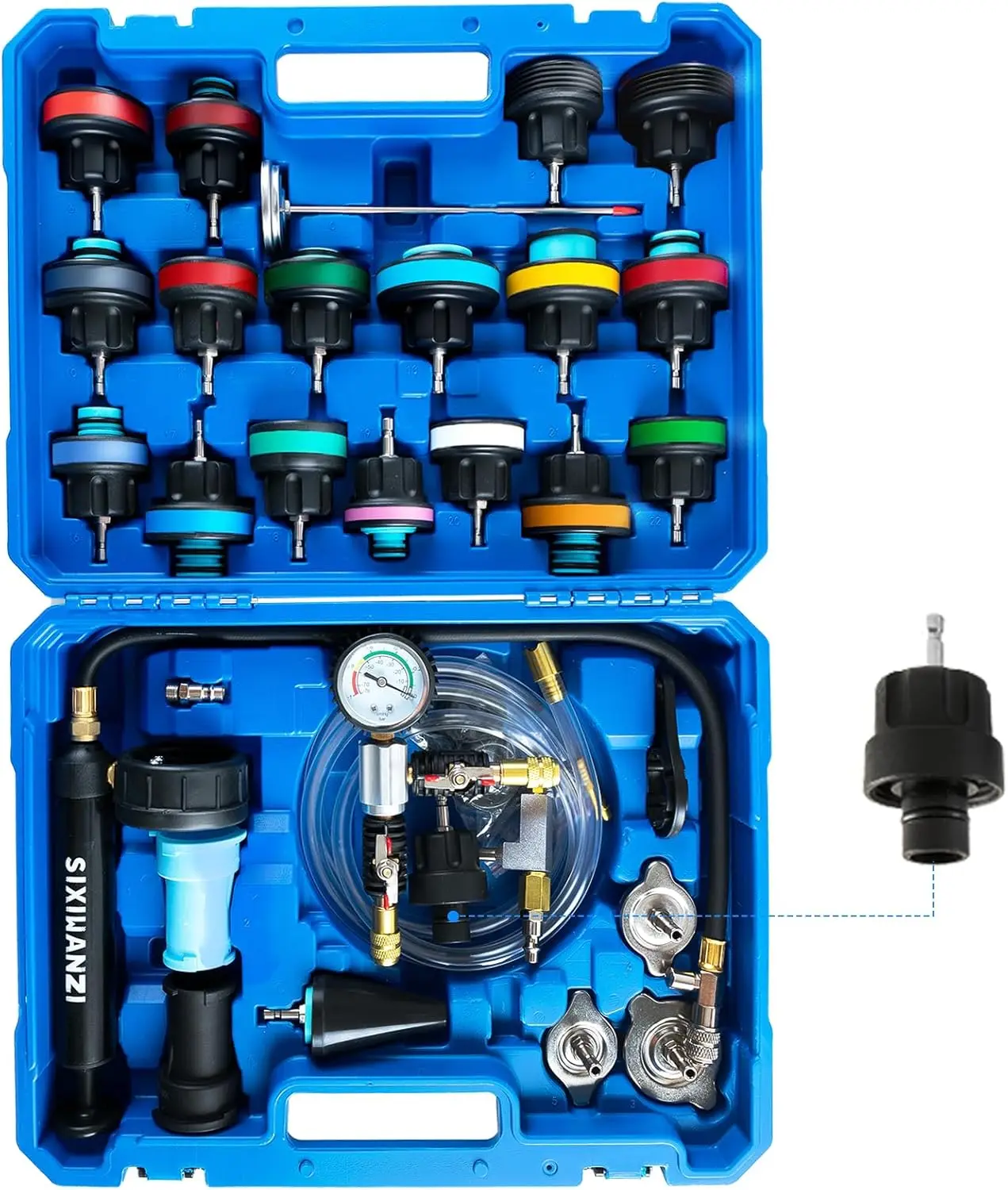 

31pc Coolant Pressure Tester & Vacuum Refill Kit with 24 Adapters for Radiator Leak Detection