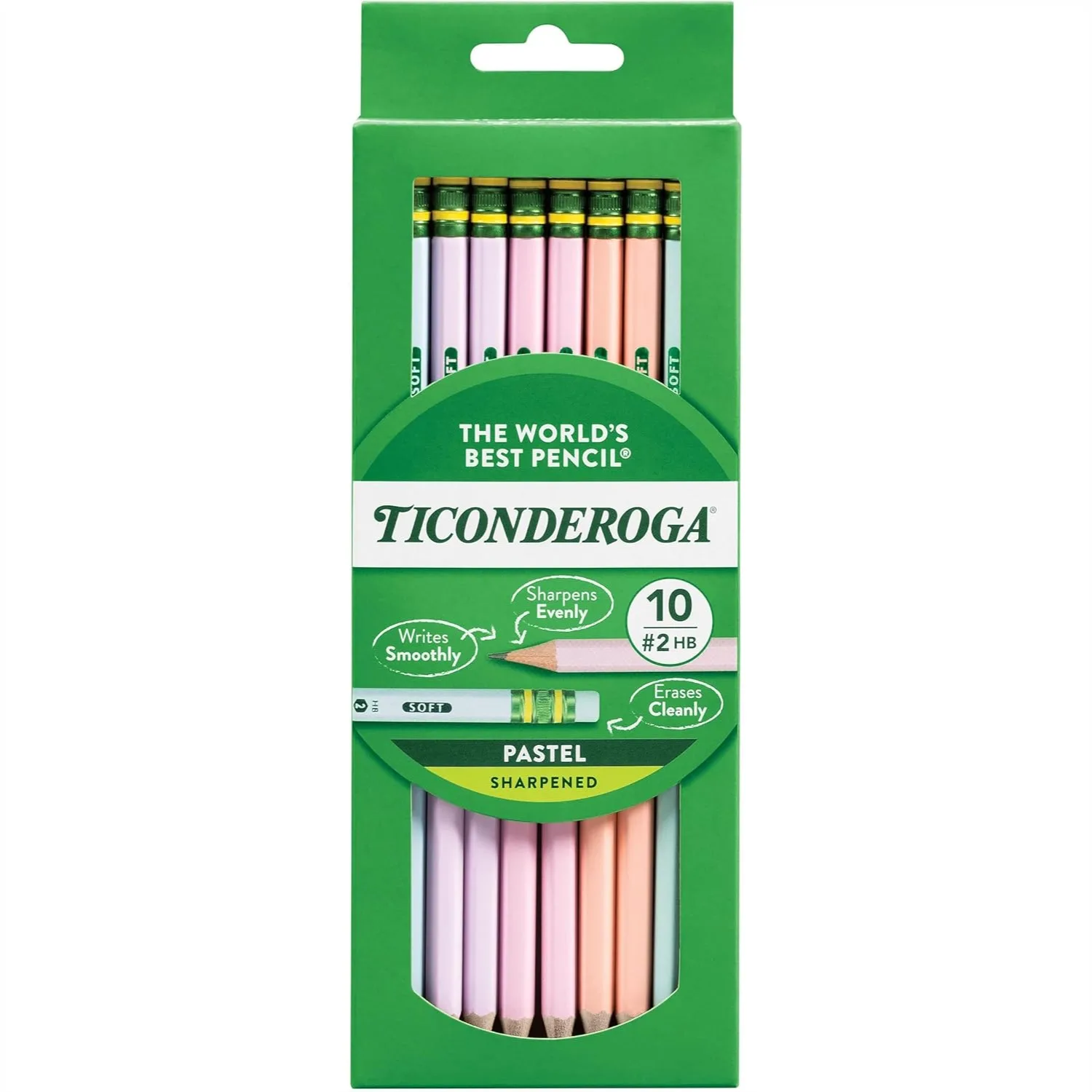 

Pastel Pencils, 2 Soft, Assorted Colors, Pack Of 10, Pre-Sharpened, Smooth Writing, Non-Toxic