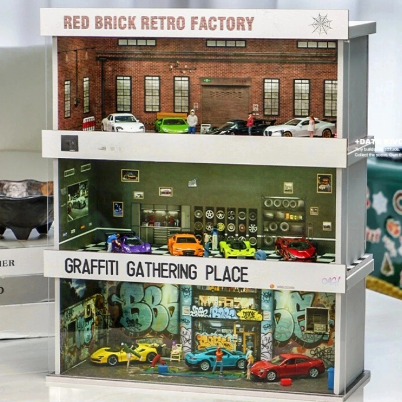 

1/64 диорама модель автомобиля гараж светодиодное освещение ремонт автомобиля мастерская модель сцены игрушки