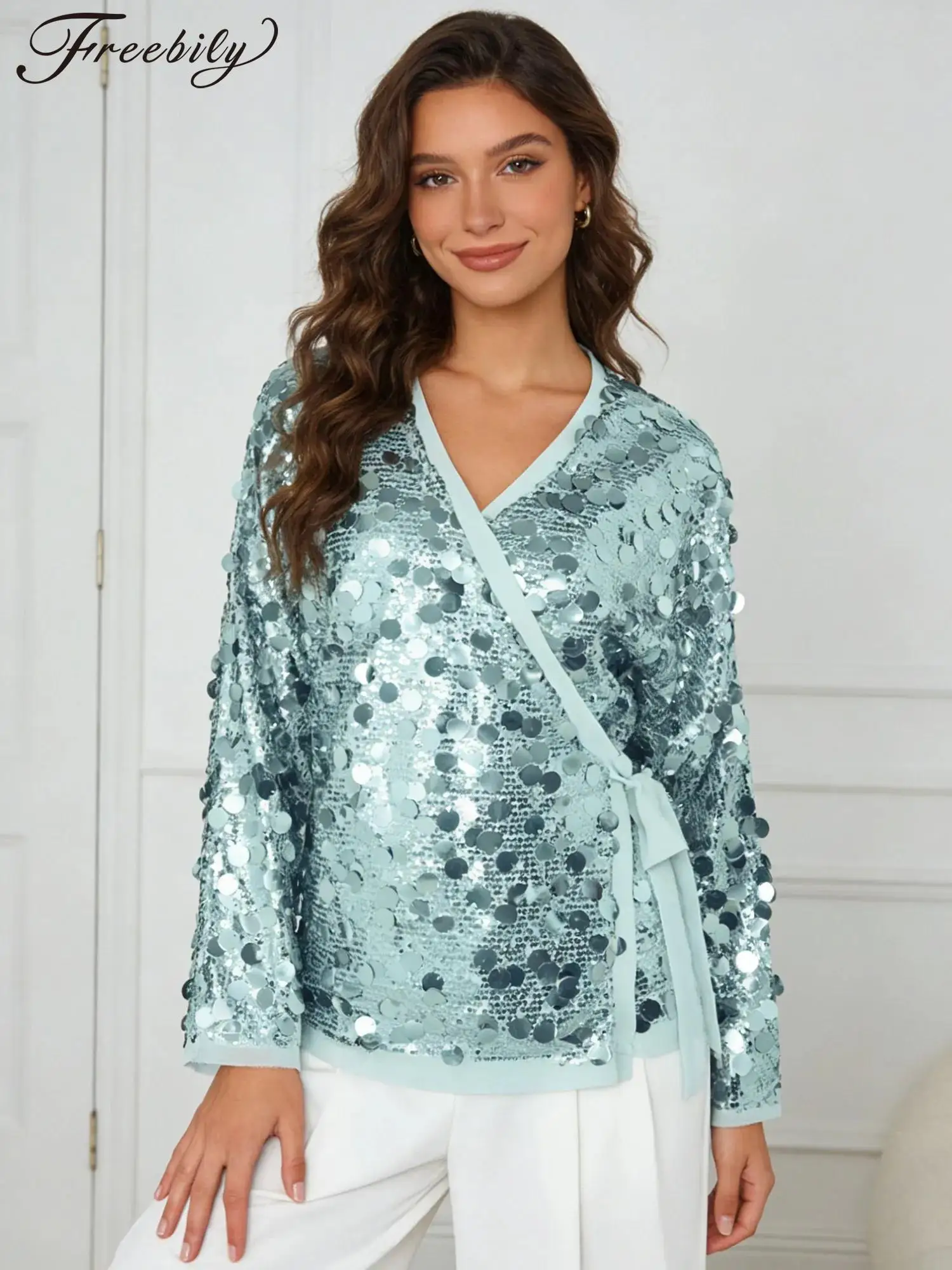 Women Sequin Cardigan Wrap Top Fashion Streetwear Retro Disco Shawl Wraps Shiny Party Outerwear Banquet Prom Evening Costumes