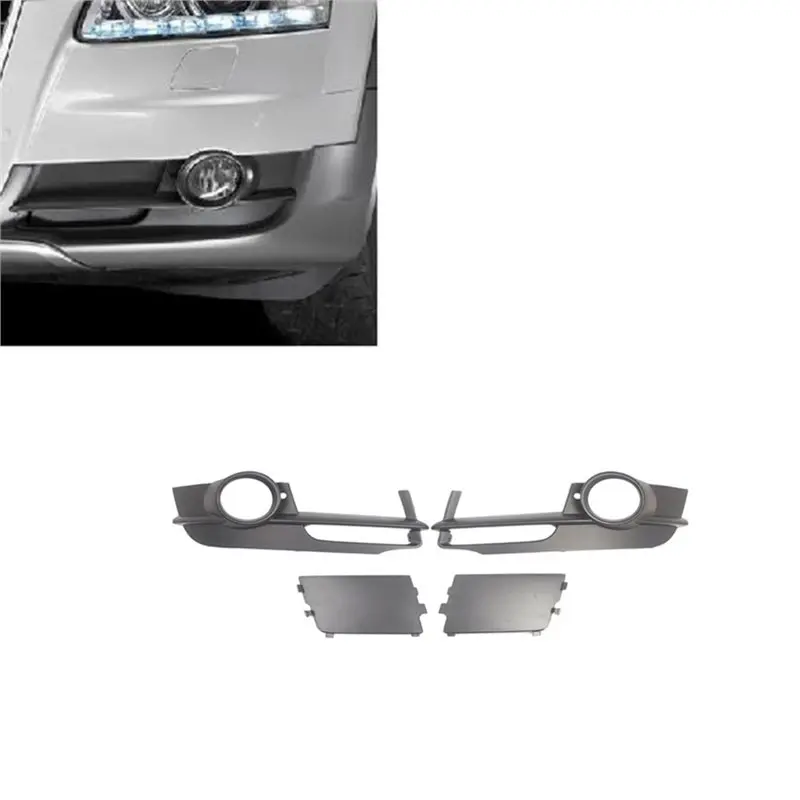 For A6 C6 Allroad 2005- 2011 Front Bumper Fog Light Grille Bezel Frame 4F0807681J 4F0807682J Replacement Parts