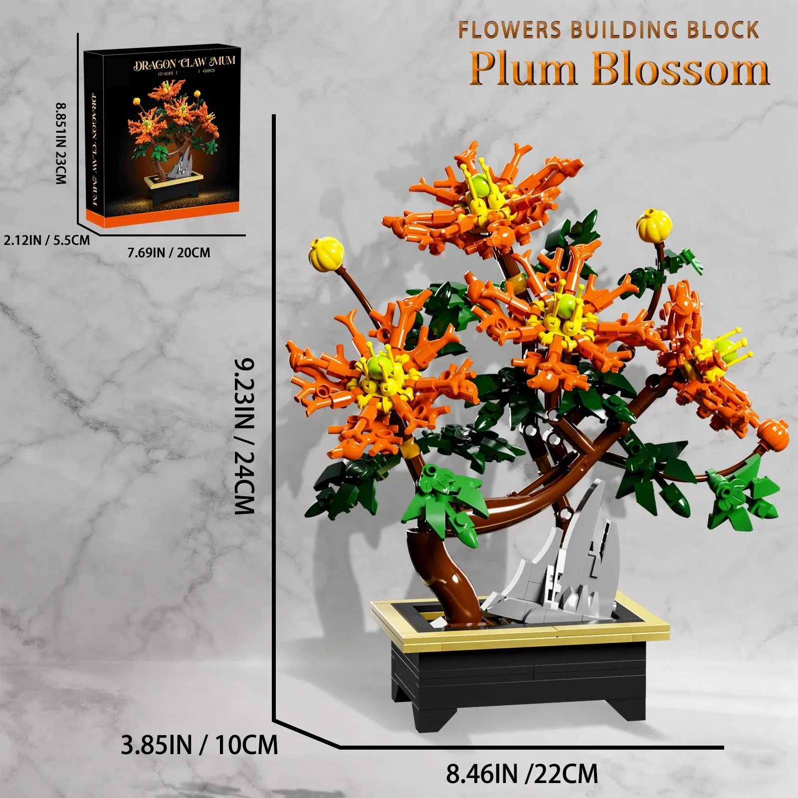 Creative Hibiscus Plum Blossom Bouquet Potted Building Blocks Crane Flower Home Plant Decoration Assemble Bricks Toys Gifts view 6