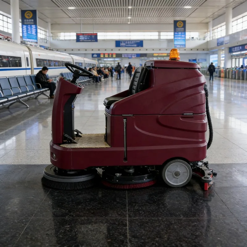 

Walk Behind Floor Scrubber for Airport Terminal High Traffic Cleaning 55L Dual Tank Automatic Scrubber Dryer Machine